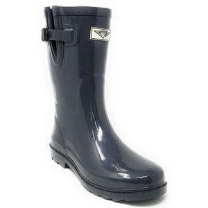 Women Rubber Rain Boots, 11" Wellies in Grey